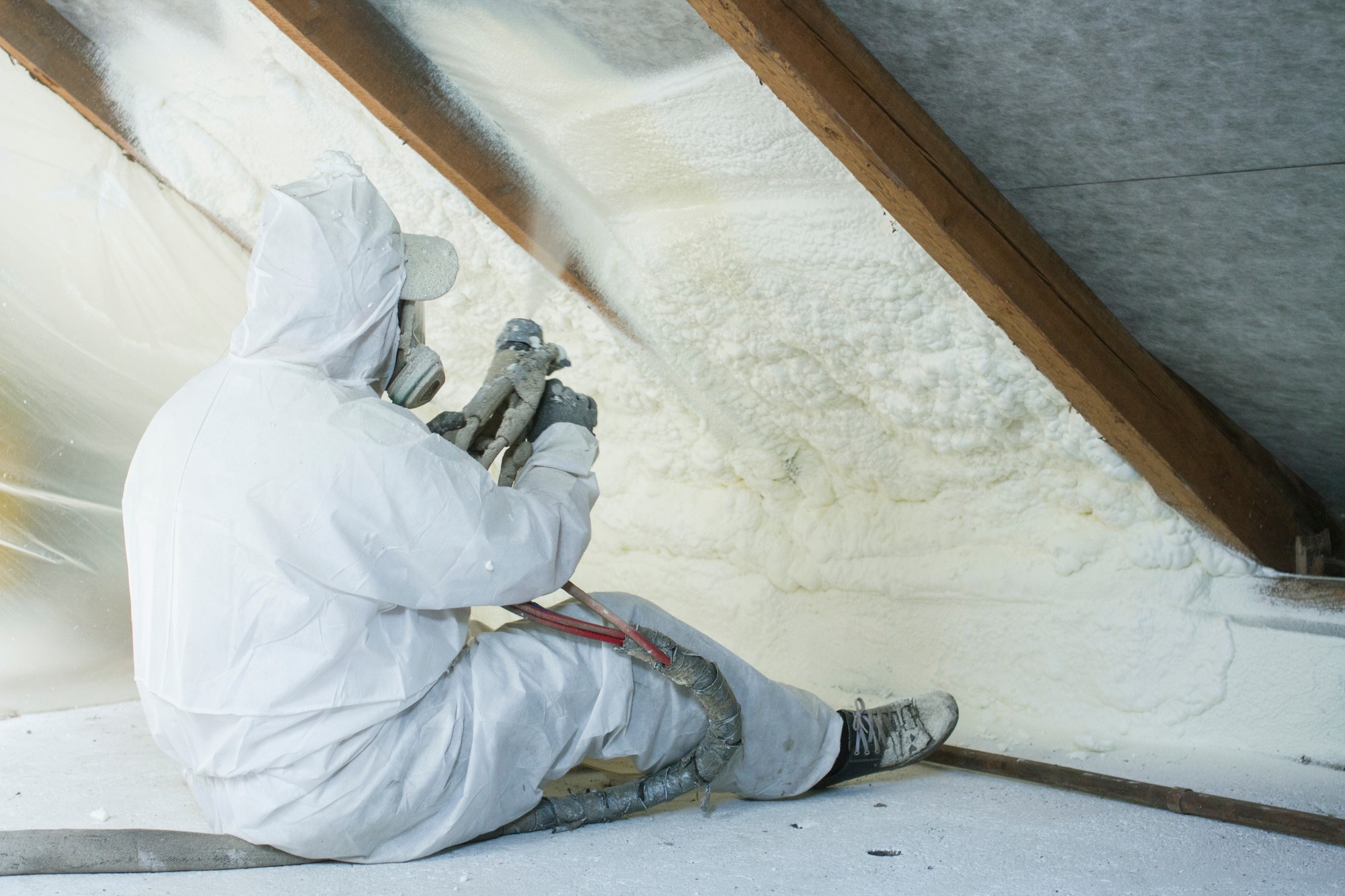 spraying the wall