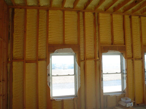house framework displaying foam insulations